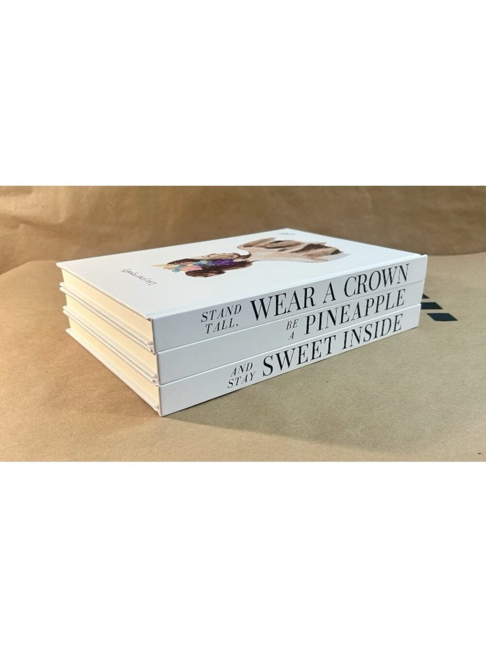 Set of 3 Decorative Book Set, Decovolumes Pineapple Design